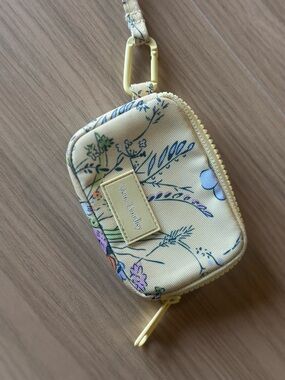 Vera Bradley Pale Yellow Floral Mini Zip Pouch Wristlet with Clip ReActive RFID